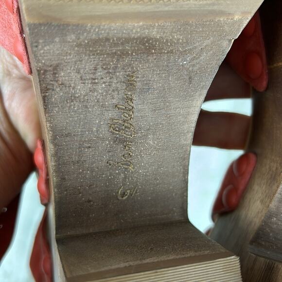 Sam Edelman Josefine Women’s 6.5 Coral Suede Strappy Sandals Wood Heel NEW - Picture 9 of 11